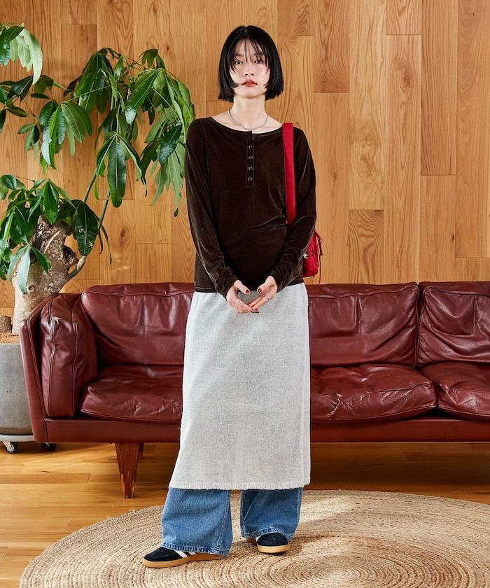 【套裝商品】鏤空針織打底褲裙套裝/蕾絲針織裙