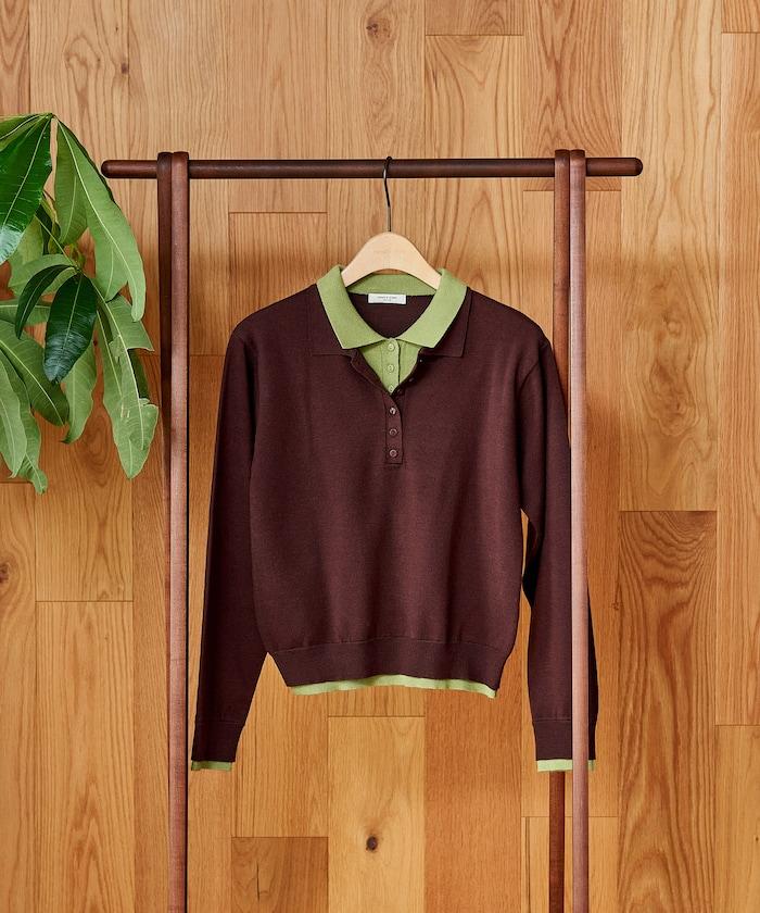 拼色疊穿針織POLO衫