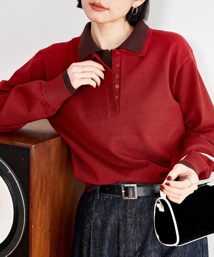 拼色疊穿針織POLO衫