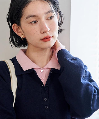 拼色疊穿針織POLO衫