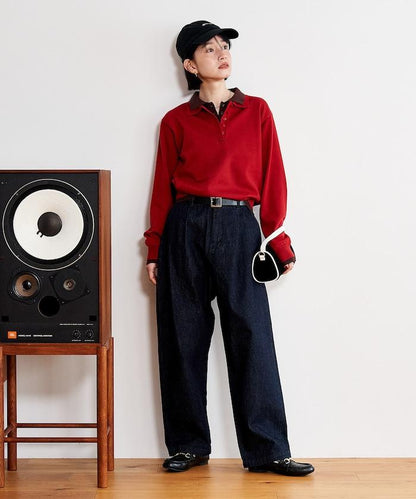 拼色疊穿針織POLO衫