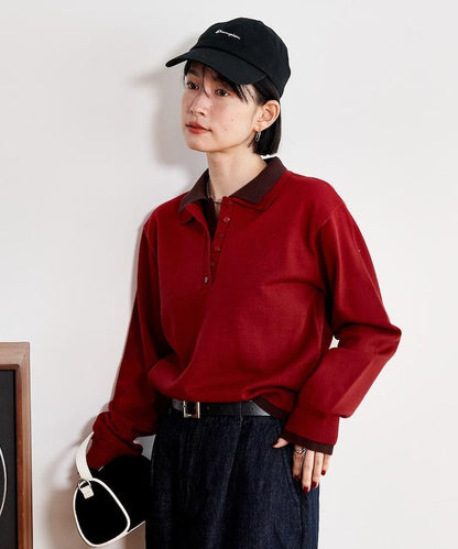 拼色疊穿針織POLO衫