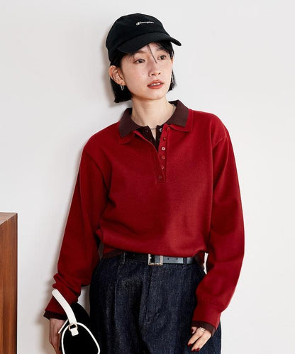 拼色疊穿針織POLO衫