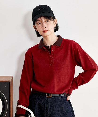 拼色疊穿針織POLO衫