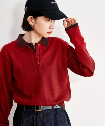 拼色疊穿針織POLO衫