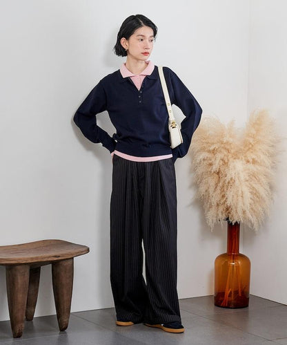 拼色疊穿針織POLO衫