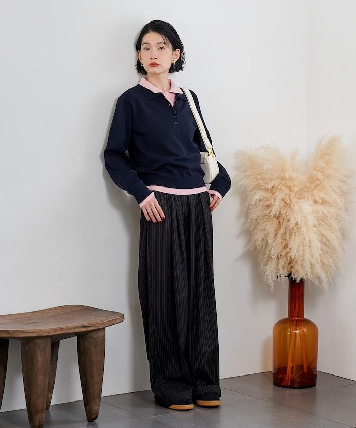 拼色疊穿針織POLO衫