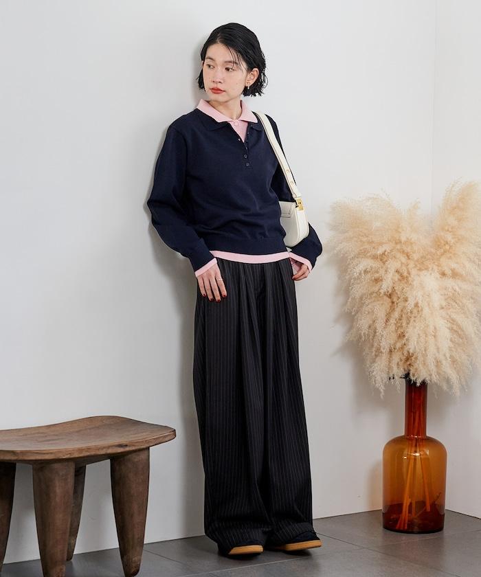 拼色疊穿針織POLO衫