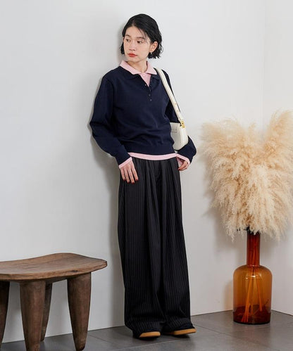 拼色疊穿針織POLO衫