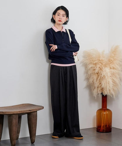 拼色疊穿針織POLO衫