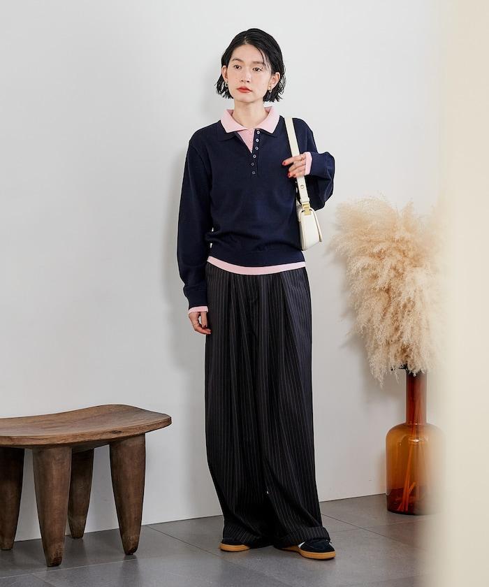 拼色疊穿針織POLO衫