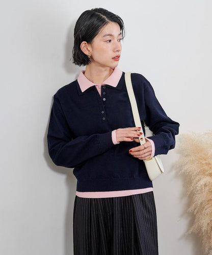 拼色疊穿針織POLO衫