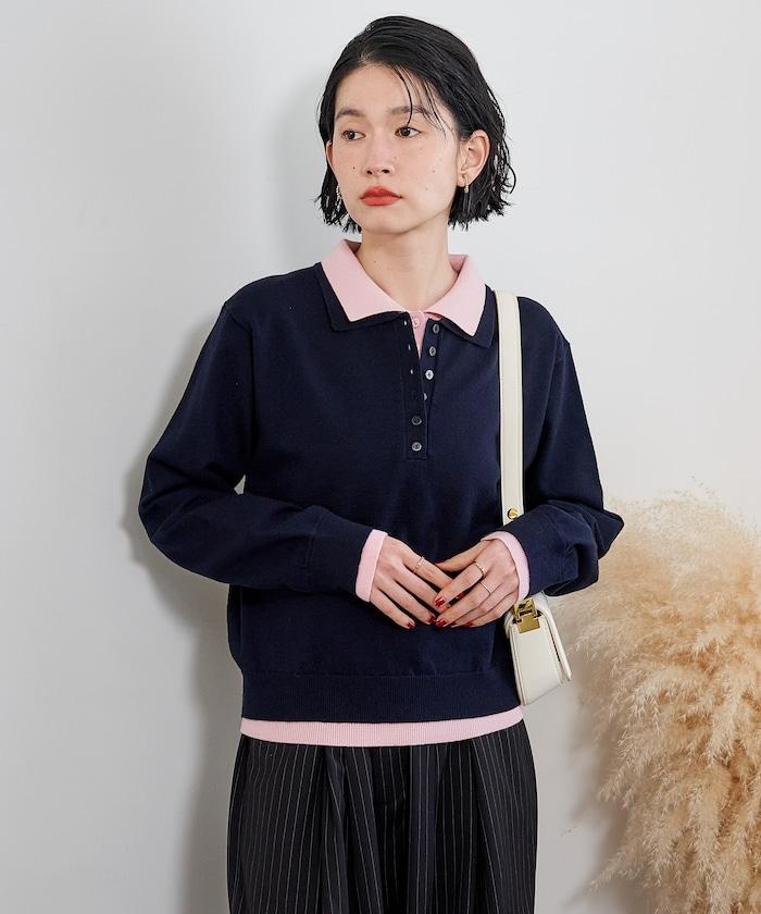 拼色疊穿針織POLO衫