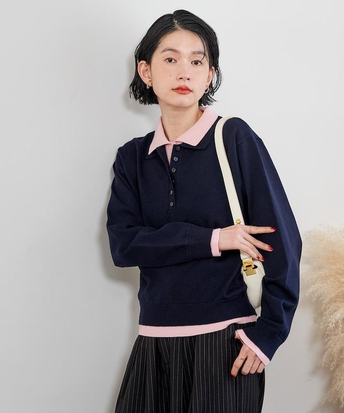 拼色疊穿針織POLO衫