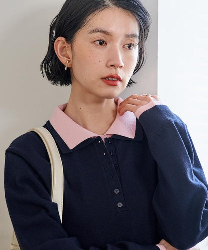 拼色疊穿針織POLO衫