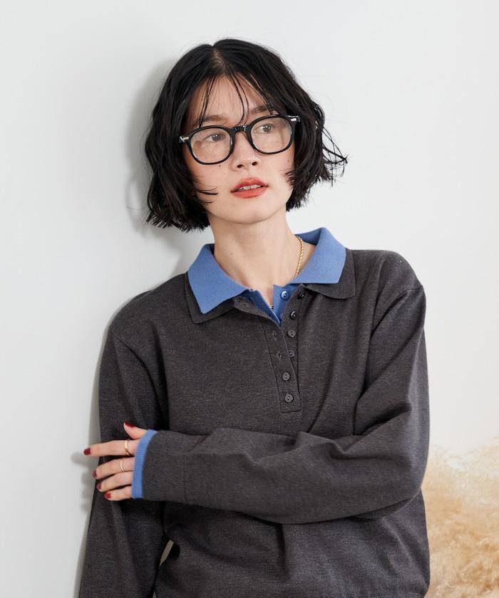 拼色疊穿針織POLO衫