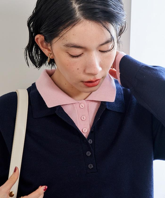 拼色疊穿針織POLO衫