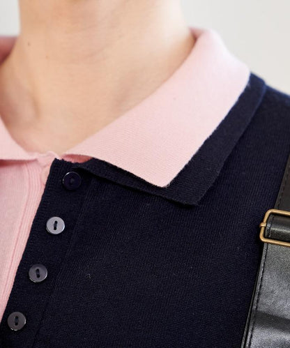 拼色疊穿針織POLO衫