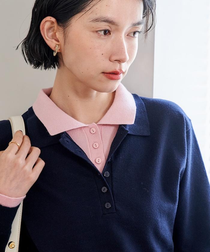 拼色疊穿針織POLO衫