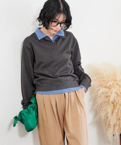 拼色疊穿針織POLO衫