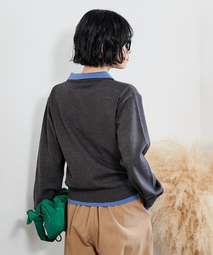 拼色疊穿針織POLO衫