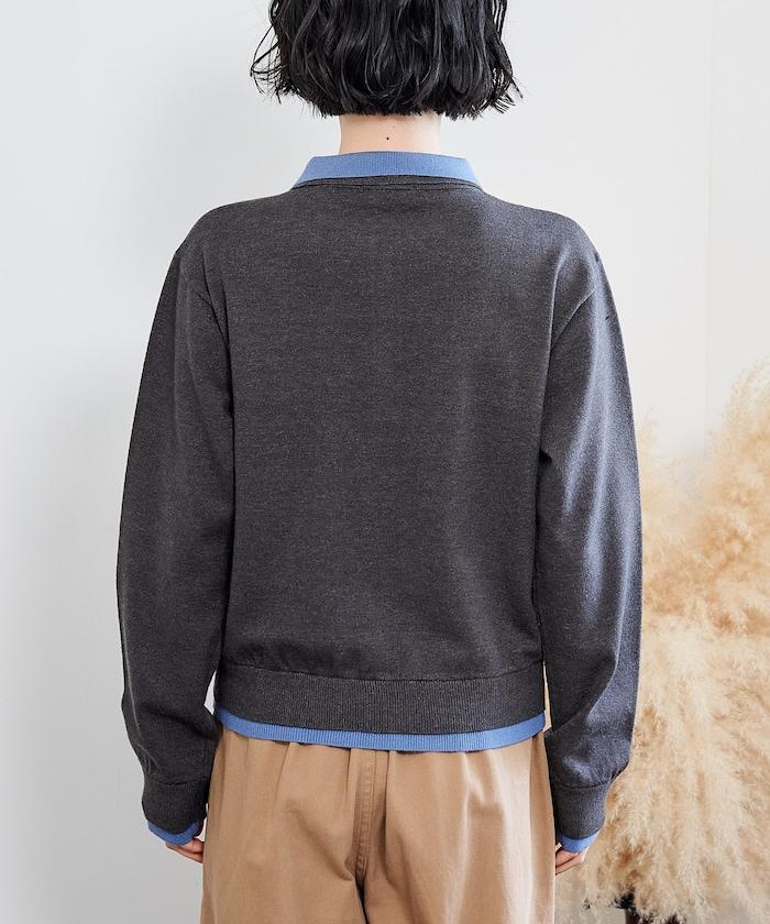 拼色疊穿針織POLO衫