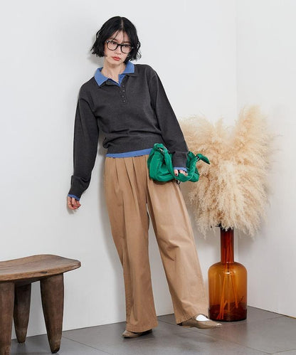 拼色疊穿針織POLO衫