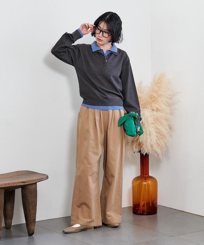 拼色疊穿針織POLO衫