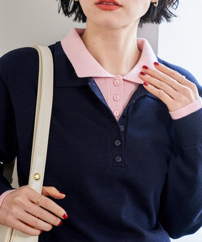 拼色疊穿針織POLO衫