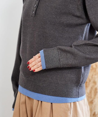 拼色疊穿針織POLO衫