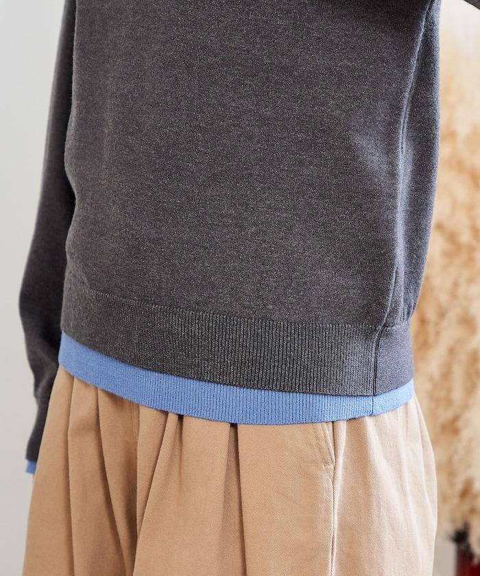 拼色疊穿針織POLO衫