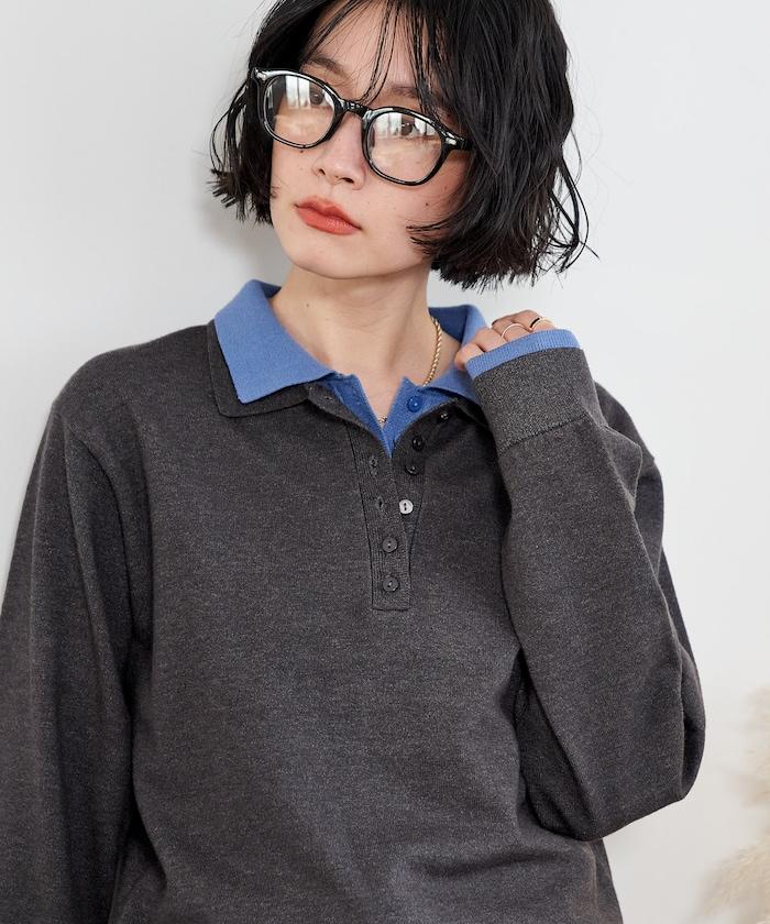 拼色疊穿針織POLO衫