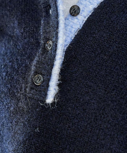 拼色亨利領針織套頭衫