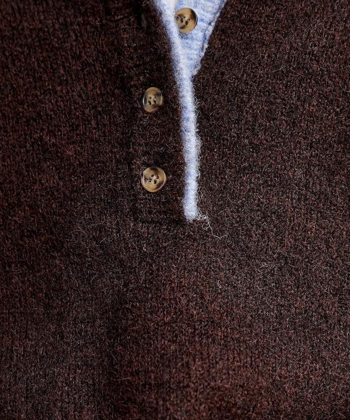 拼色亨利領針織套頭衫