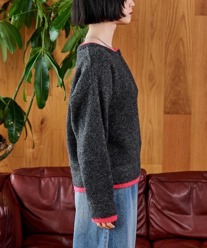 拼色亨利領針織套頭衫