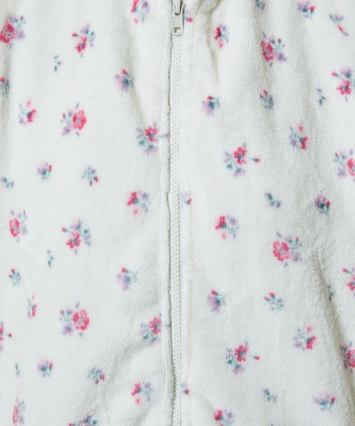 花卉印花抓絨拉鍊開衫