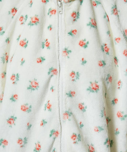 花卉印花抓絨拉鍊開衫