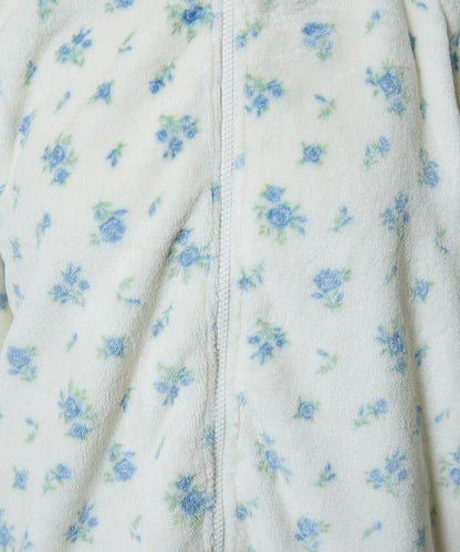 花卉印花抓絨拉鍊開衫