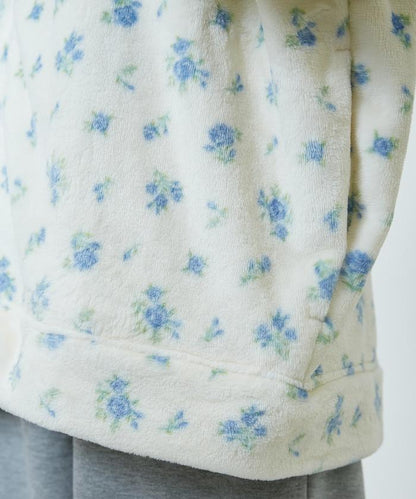 花卉印花抓絨拉鍊開衫