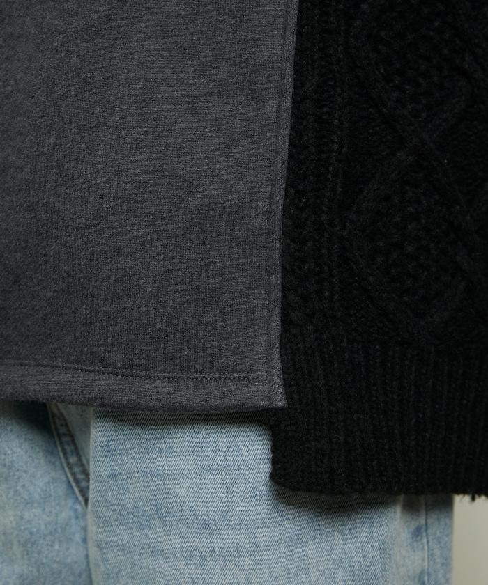 異材質拼接高領針織衫