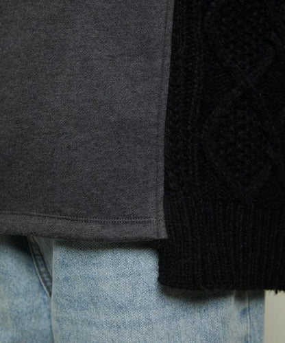 異材質拼接高領針織衫