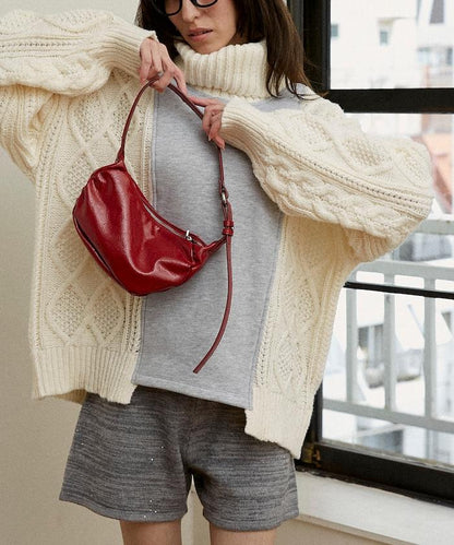 異材質拼接高領針織衫