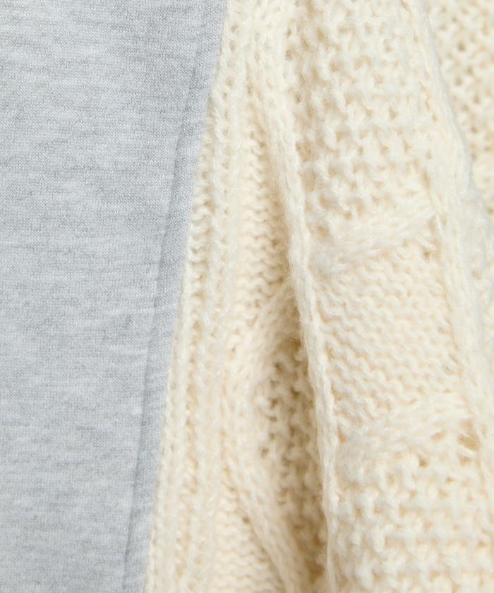 異材質拼接高領針織衫