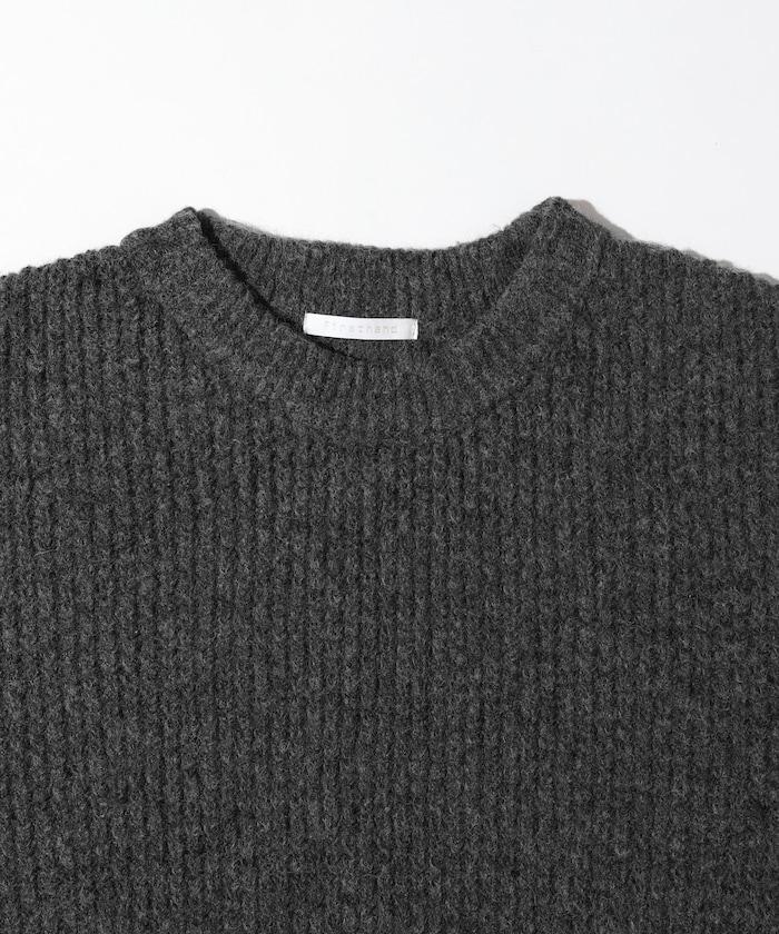 寬鬆版型羊毛混紡華夫格針織圓領毛衣