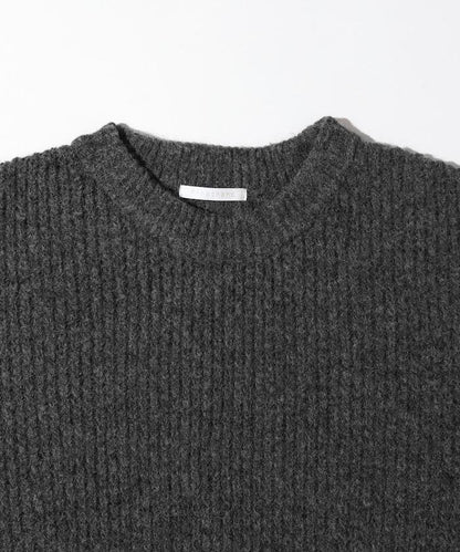 寬鬆版型羊毛混紡華夫格針織圓領毛衣