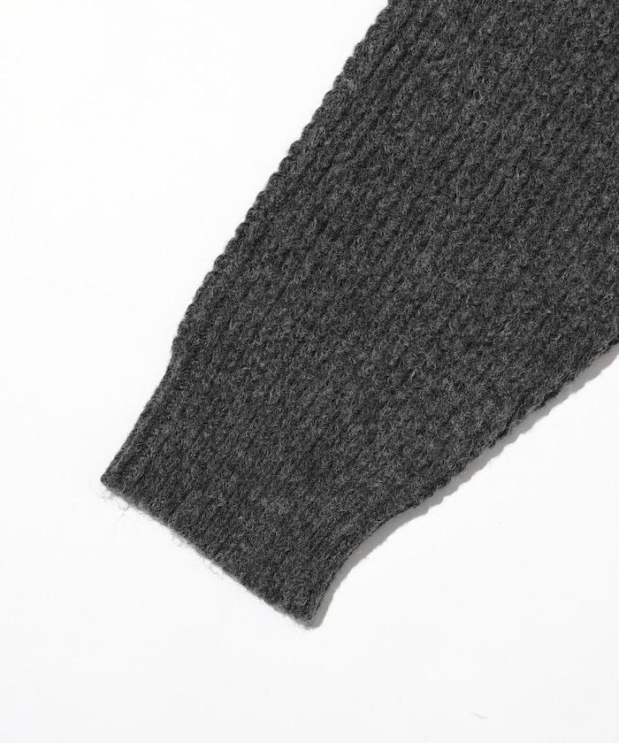 寬鬆版型羊毛混紡華夫格針織圓領毛衣