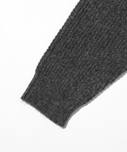 寬鬆版型羊毛混紡華夫格針織圓領毛衣