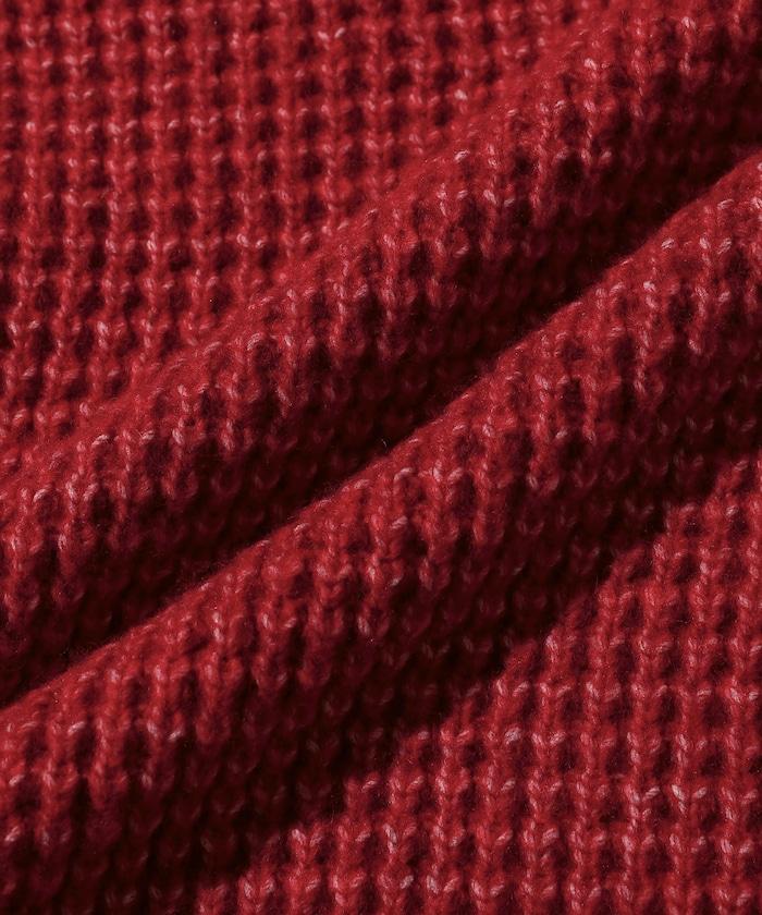 寬鬆版型羊毛混紡華夫格針織圓領毛衣