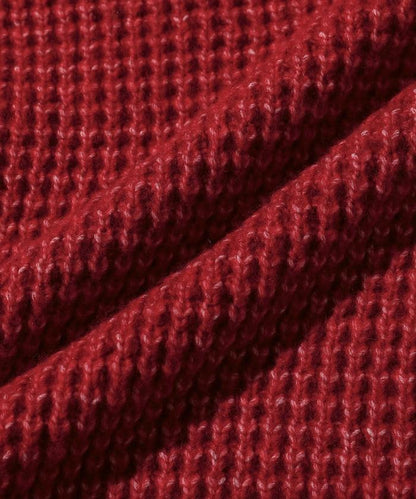 寬鬆版型羊毛混紡華夫格針織圓領毛衣