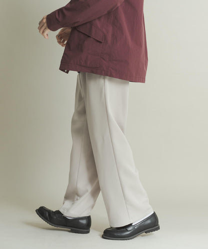 羊毛感雙褶寬腿褲